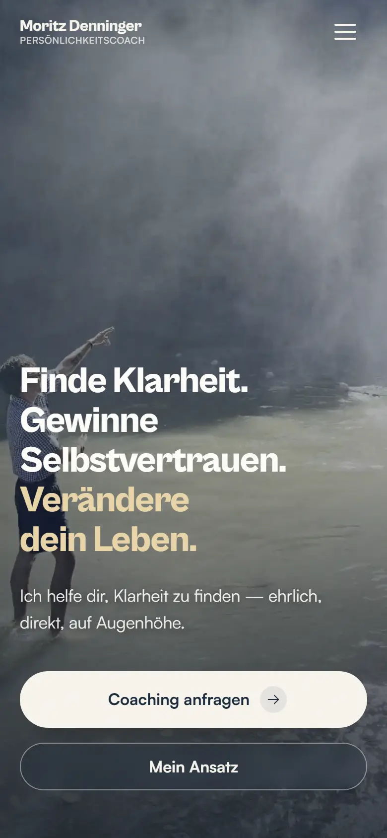 Startseite von moritzdenninger.com auf dem Handy